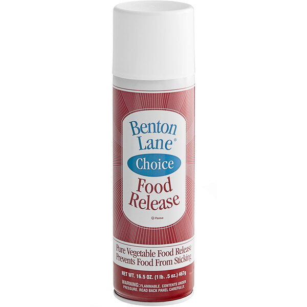 A close-up of a Benton Lane All Purpose Release Spray can.