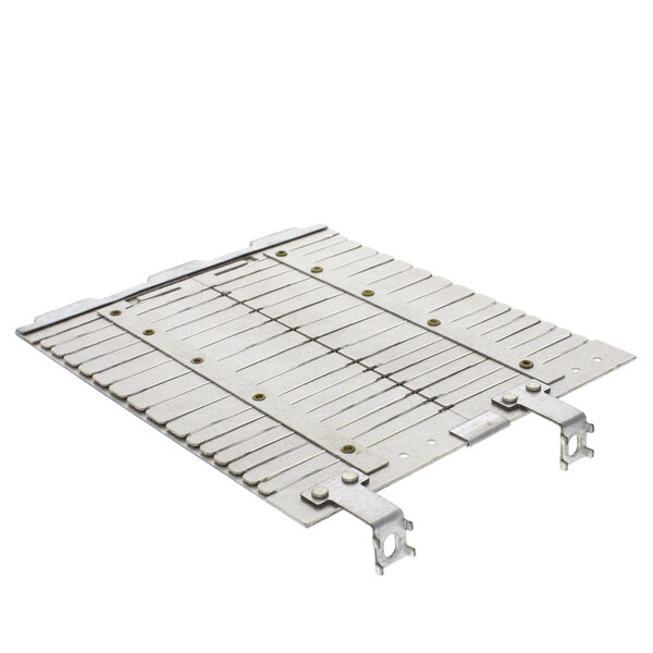 A metal plate with two metal bars on it.