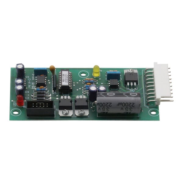 A close-up of a Lang Temp Control circuit board with many different components.