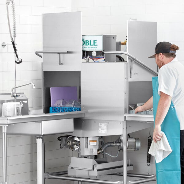 Noble Warewashing II Double Rack Low Temperature Corner Dishwasher - Left Side, 115V
