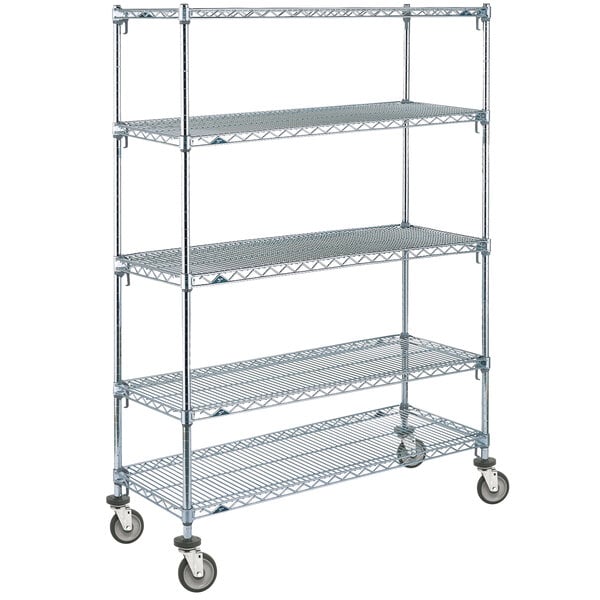 Metro 5A566EC Super Adjustable Chrome 5 Tier Mobile Shelving Unit with ...