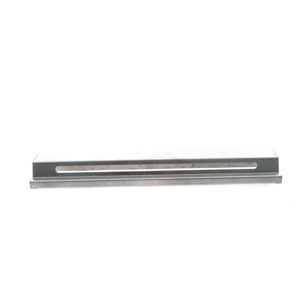 A silver stainless steel basket hanger with a metal hook.