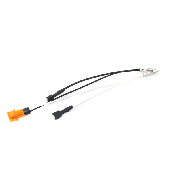 A close-up of a pair of orange and black cables.