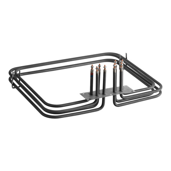 A rectangular metal heating element with multiple vertical rods mounted on a flat base plate.
