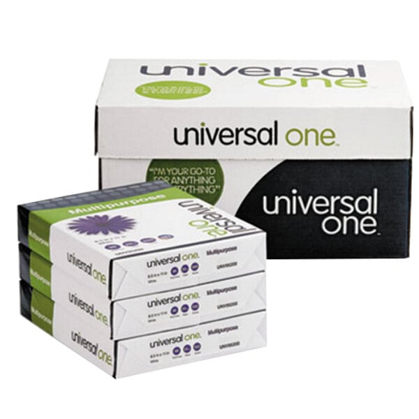 A white box of Universal Office 8 1/2" x 11" multipurpose paper.