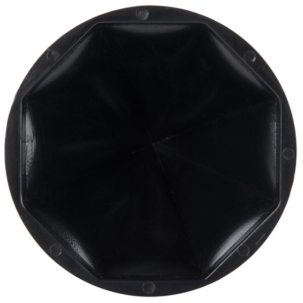 A black AvaMix juice reamer bowl with lid.