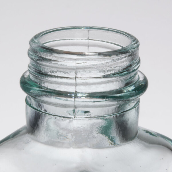 a close-up of a glass bottle