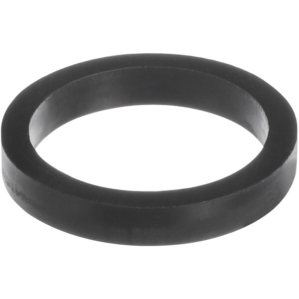 A black rubber Fisher washer on a white background.