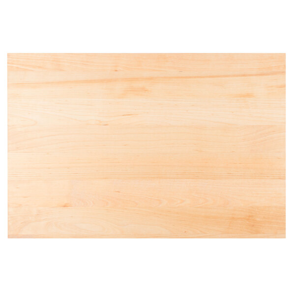 A wood Tablecraft butcher block riser with a black frame.