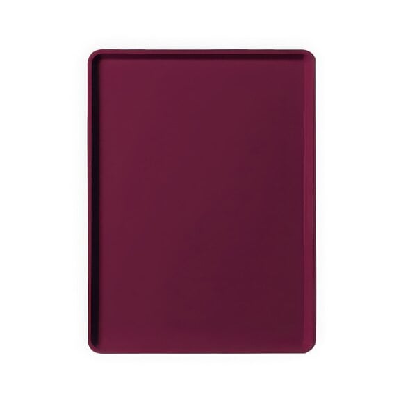 A burgundy rectangular tray with white background.