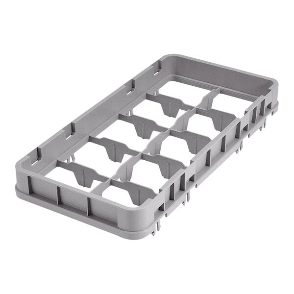 A grey plastic tray with 8 compartments and holes.