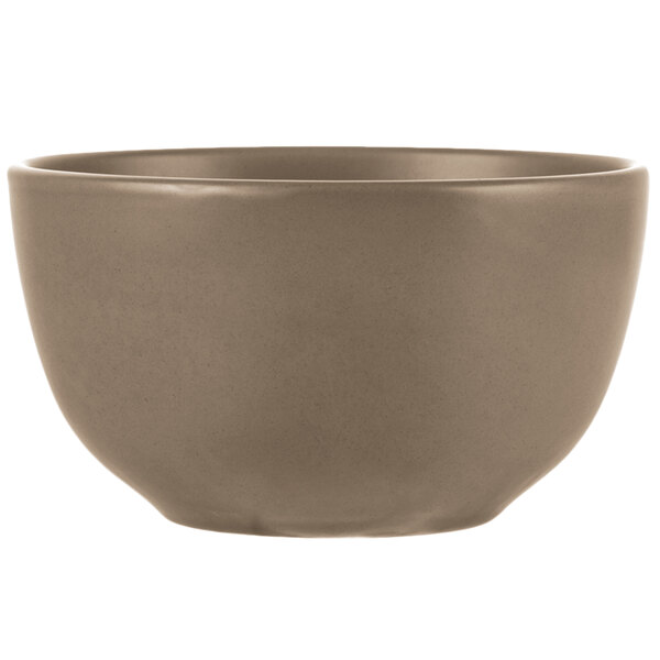 A close up of a Libbey Driftstone sand matte bowl.