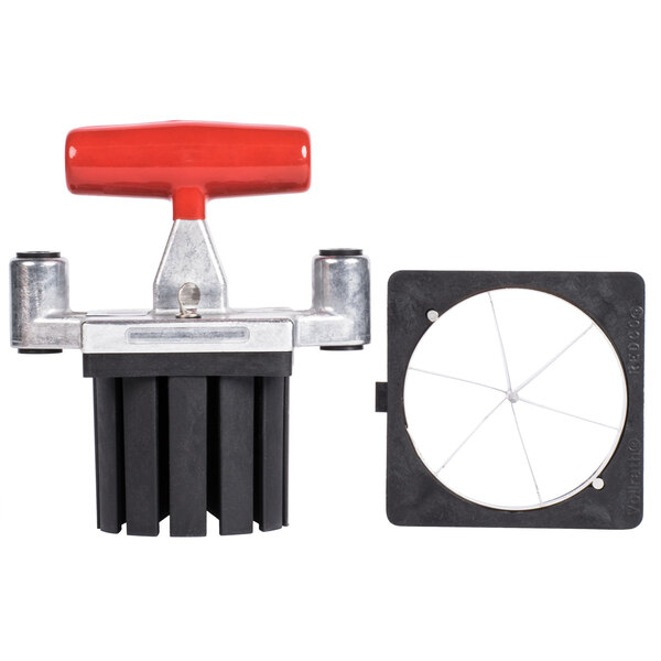 A red and black Vollrath Redco Wedge T-Pack.