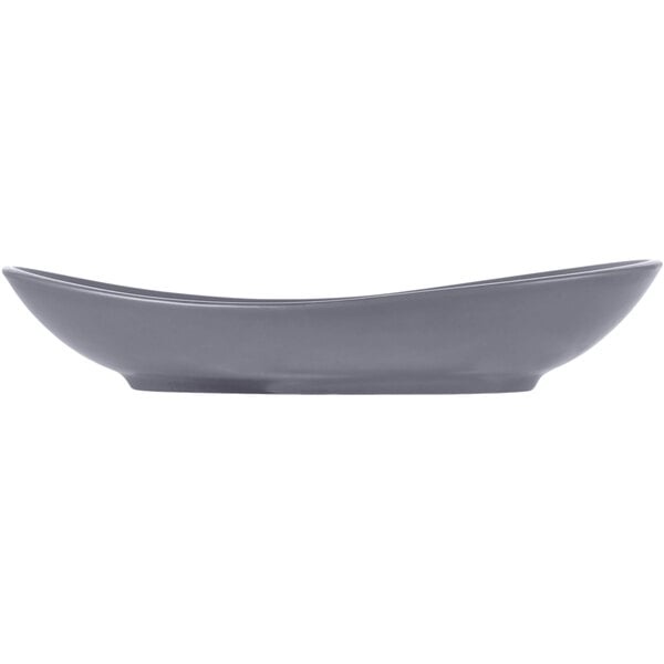 A grey Libbey Driftstone porcelain plate on a white background.