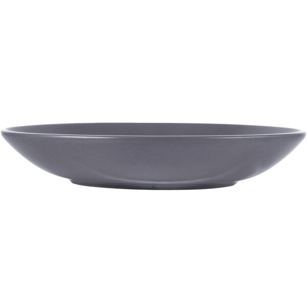 A grey Libbey Driftstone coupe bowl with a white background.