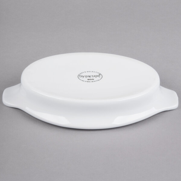A white oval Libbey porcelain rarebit dish.