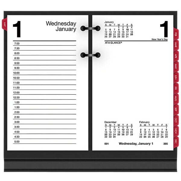 A white At-A-Glance desk calendar refill page for 2025 with numbers and days of the week.