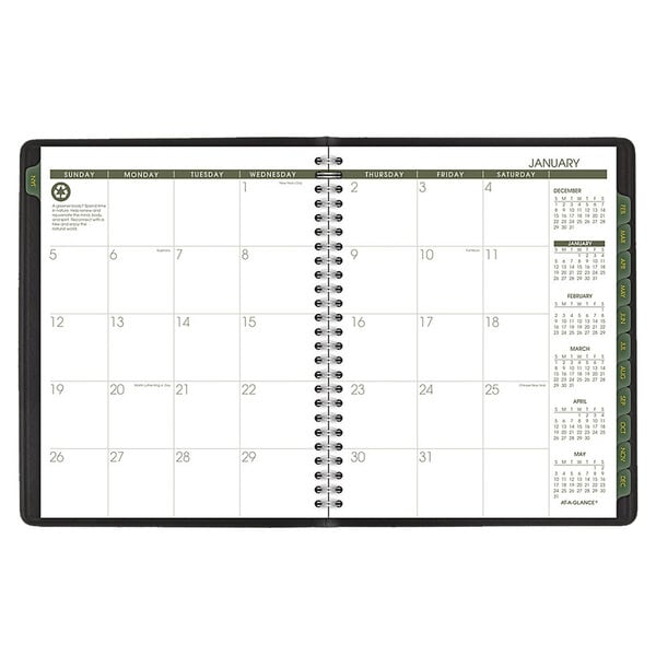 A black At-A-Glance monthly planner calendar page with green numbers on a white background.