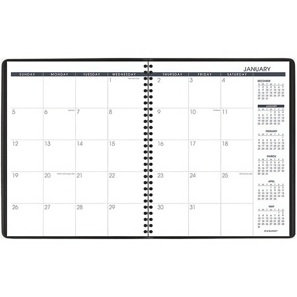 A black At-A-Glance monthly planner calendar page with white numbers and a white background.