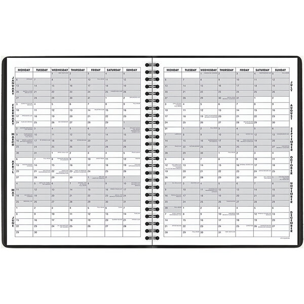 A spiral bound black At-A-Glance monthly planner for January 2025 - December 2025 with white pages.