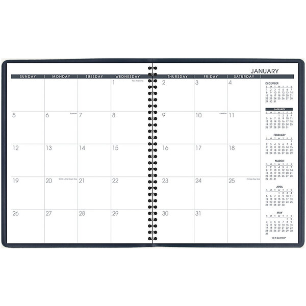 2019 /& 2020  24-Month 2-Page Navy Calendar \u2013 letter size 8 12\u2033 x 11