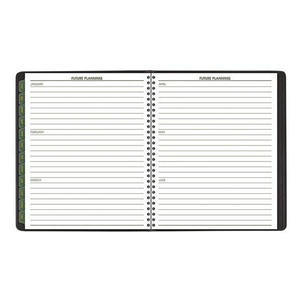 A black At-A-Glance monthly planner with lined pages and a spiral binding.