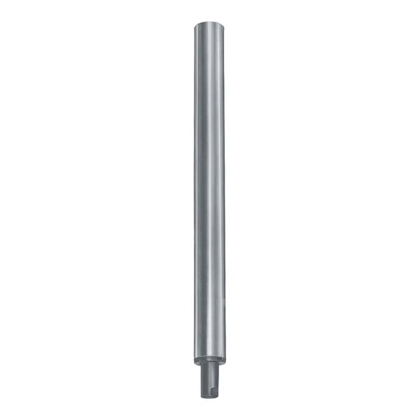 A stainless steel cylindrical leg for a commercial sink on a white background.