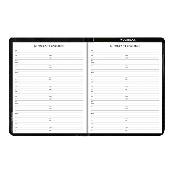 A black At-A-Glance padfolio with white pages open to a monthly spread.
