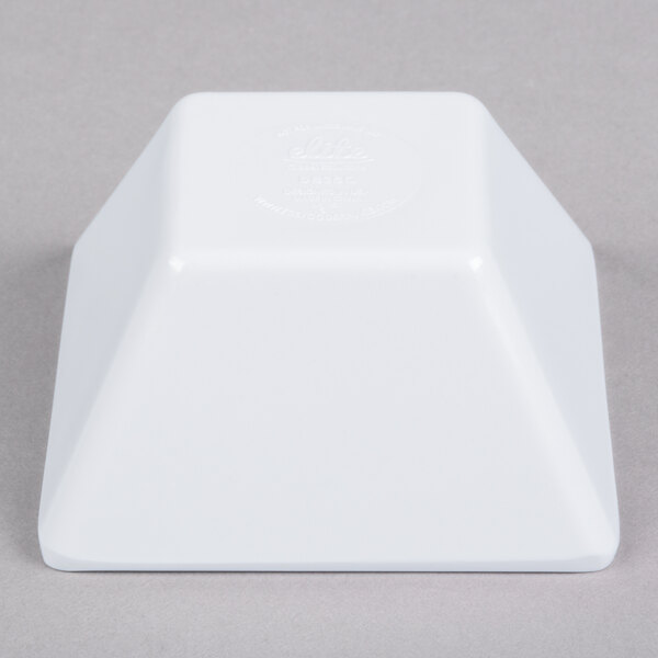 A white square Elite Global Solutions melamine bowl.