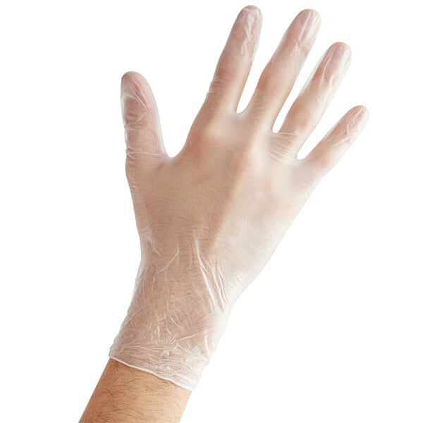Noble Powder-Free Disposable Clear 3 Mil Thick Vinyl Gloves for Foodservice - Medium - 1,000/Case