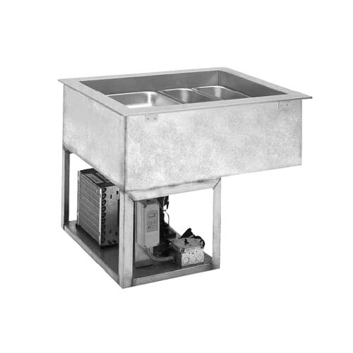 A Wells drop-in refrigerated cold food well with three recessed pans.