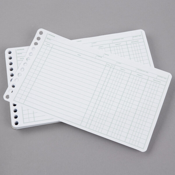 Adams ARB58100 5" x 8 1/2" Green / White Ledger 6Ring Binder Refill