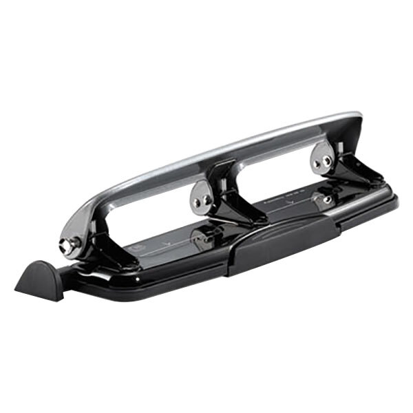 A black and silver Bostitch PaperPro 3 hole punch.