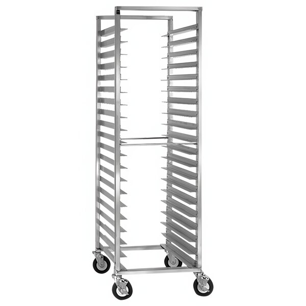 A Cres Cor sheet pan rack with wheels.