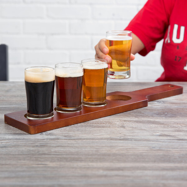 Core Beer Flight Set 4 Pub Taster Gl With Red Brown Finish Core Beer Flight Set 4 Pub Taster Gl With Red Brown Finish Wood Paddle
