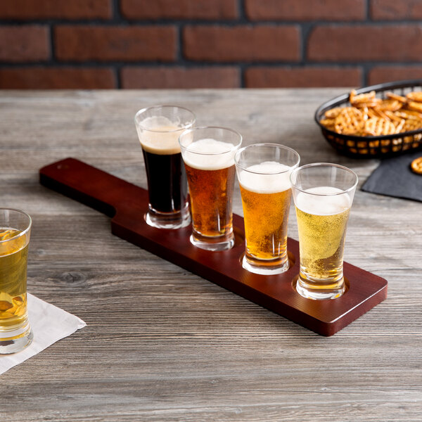 Core Pilsner Beer Flight Set 4 Sampler Gl With Red Brown Core Pilsner Beer Flight Set 4 Sampler Gl With Red Brown Finish Wood Paddle