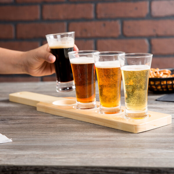 Core Pilsner Beer Flight Set 4 Sampler Glasses with Natural Finish