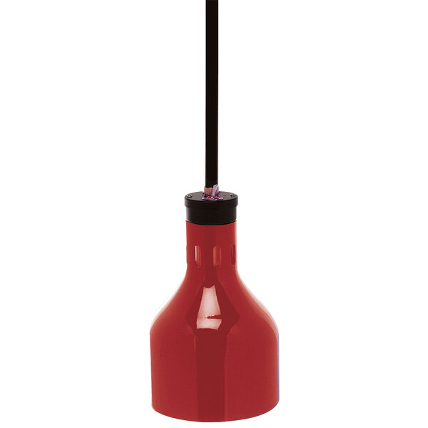 a close-up of a red bottle