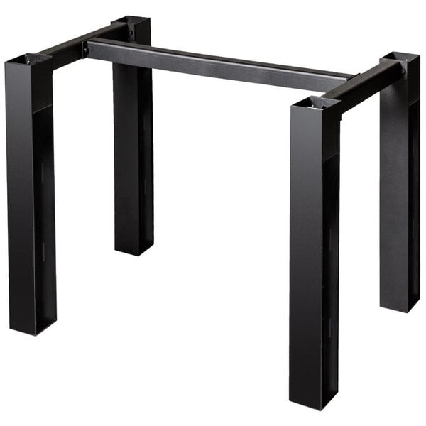 A BFM Seating black metal square table base for a restaurant.