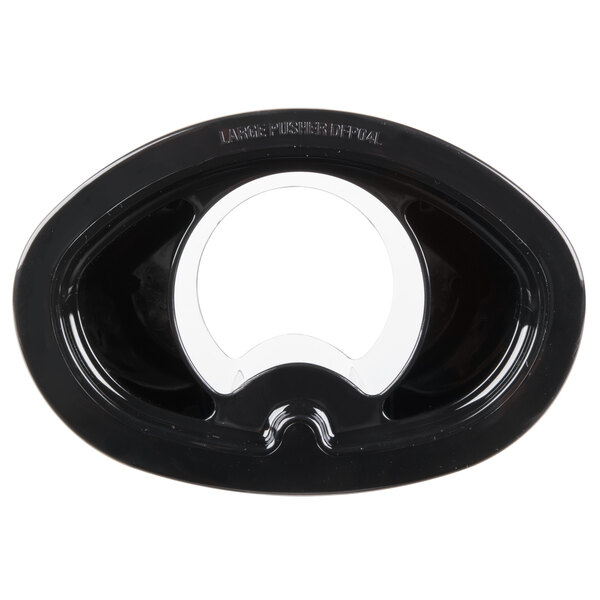 A black plastic Waring large pusher with a white circle in the middle.