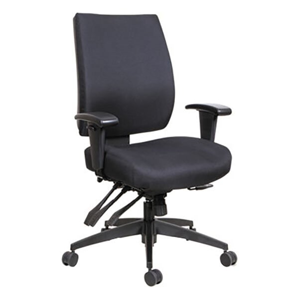 Alera Alehpm4201 Wrigley Mid Back Multifunction Black Fabric Office Chair With Adjustable Arms And Black Swivel Nylon Base