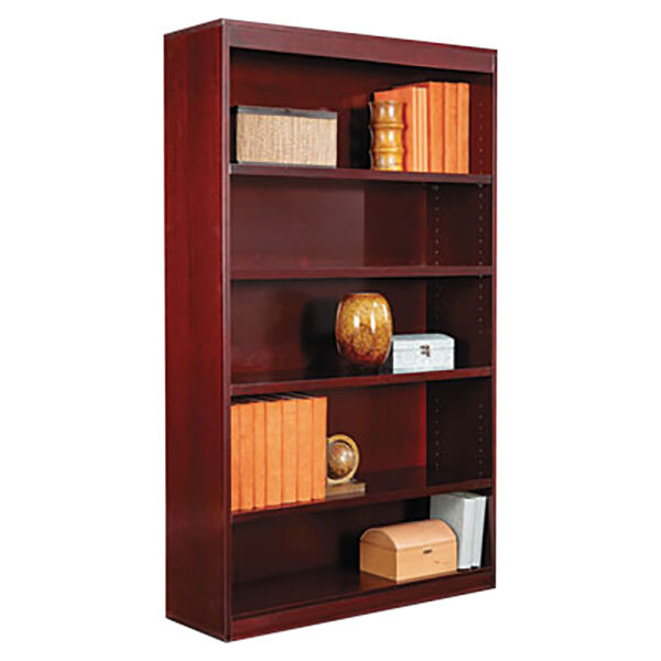 Alera ALEBCS56036MY 36 x 60 Mahogany Wood Veneer 5-Shelf 