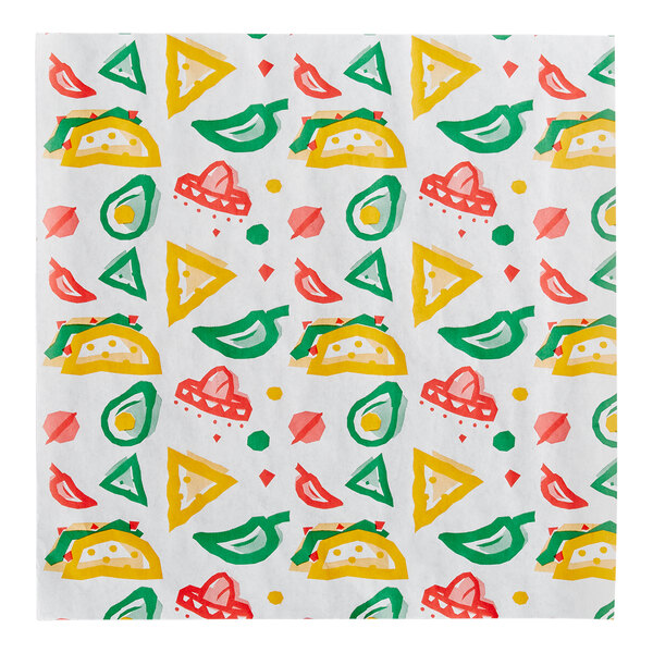Choice 12" x 12" Mexican Print Deli Sandwich Wrap Paper - 1,000/Pack