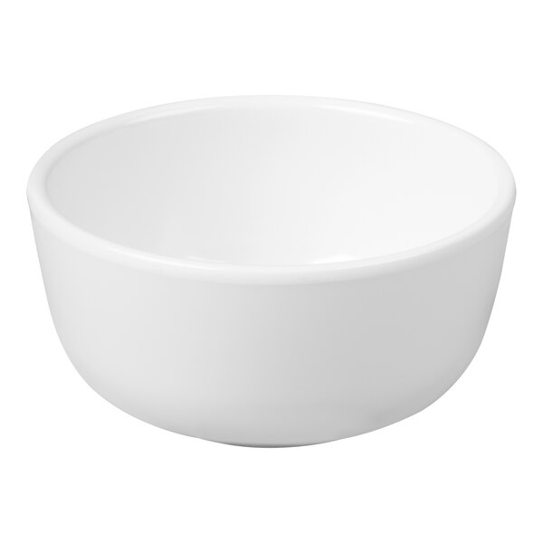 A plain white round melamine bowl.