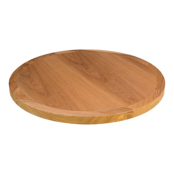 A BFM Seating round wooden table top with an Autumn Ash veneer.