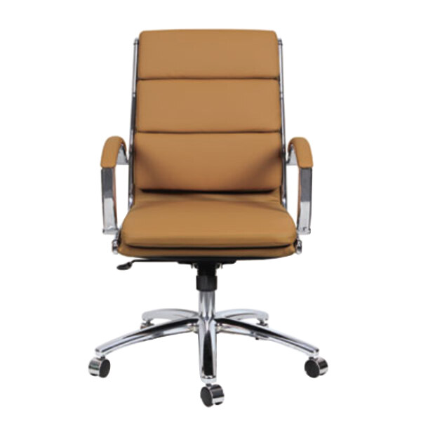 Alera ALENR4259 Neratoli Mid-Back Camel Leather Office Chair with Fixed ...