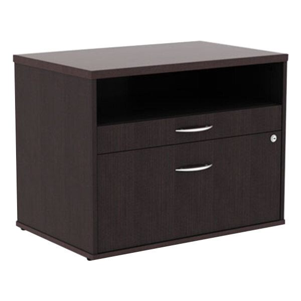 Alera Alels583020es Open Office Espresso Low File Cabinet Credenza 29 1 2 X 19 1 8 X 22 7 8