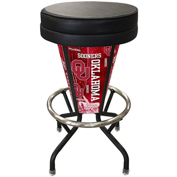 A Holland Bar Stool University of Oklahoma LED bar stool with a black seat.