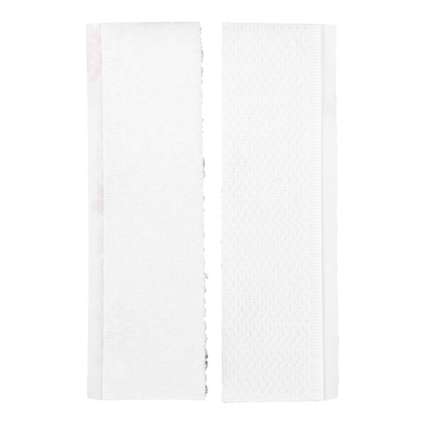 A set of two white multi-purpose fastener strips.