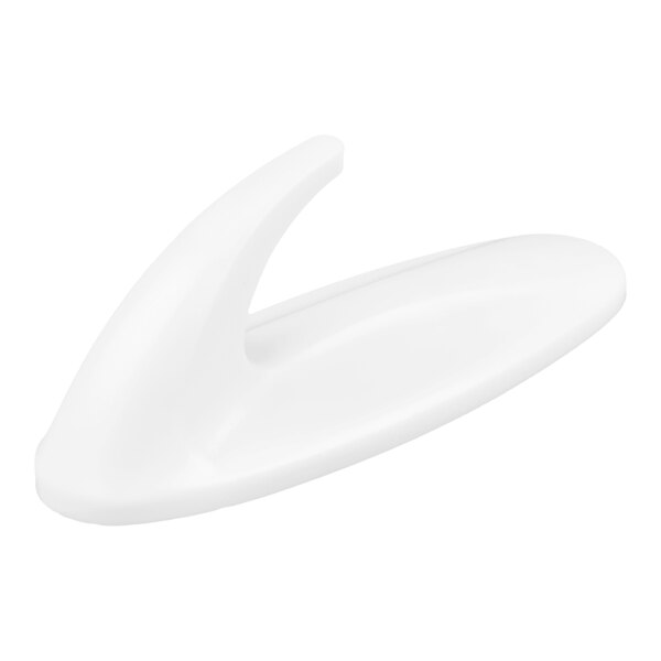 A white medium-sized designer hook with a sleek, modern shape.